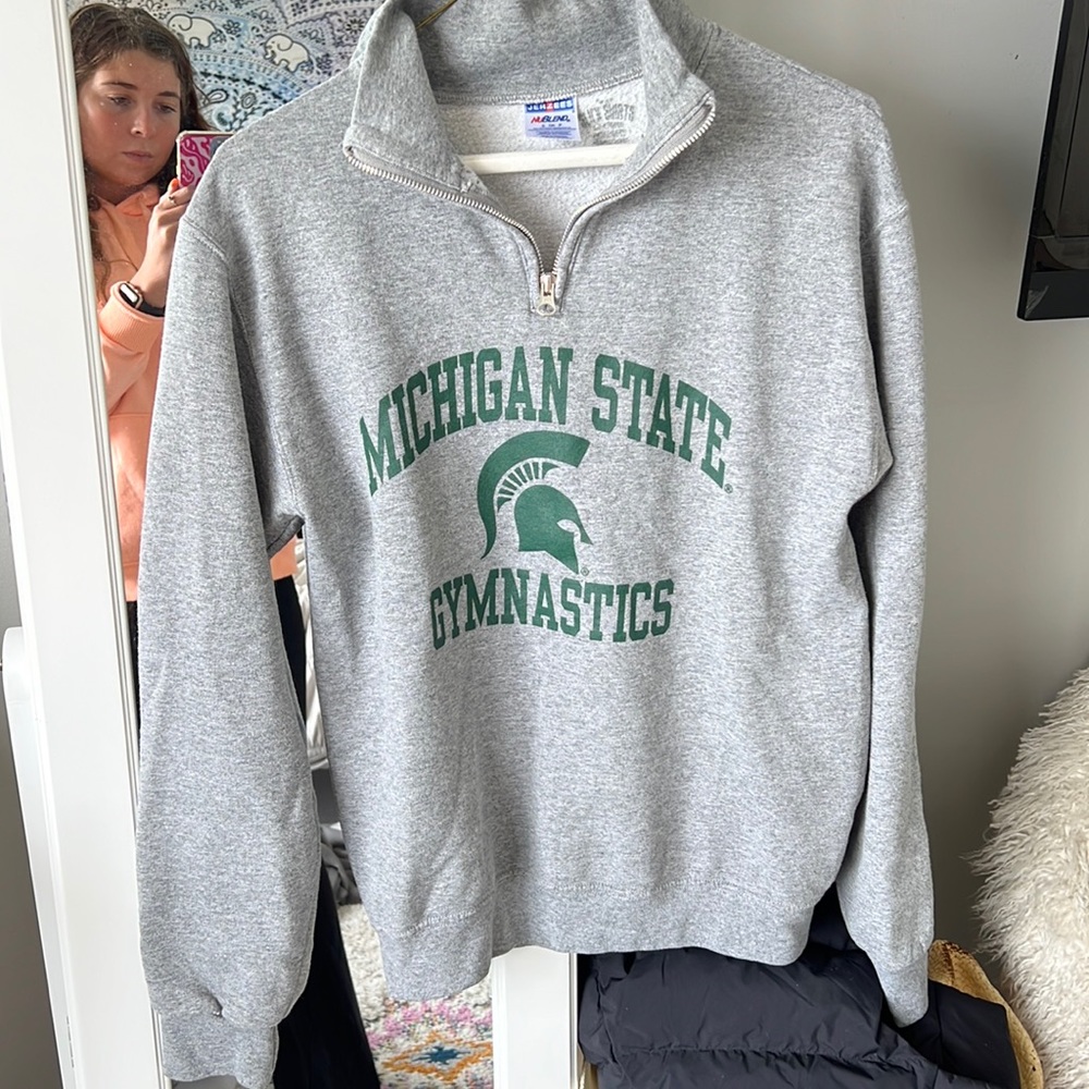 Michigan State Gymnastics collared crew neck